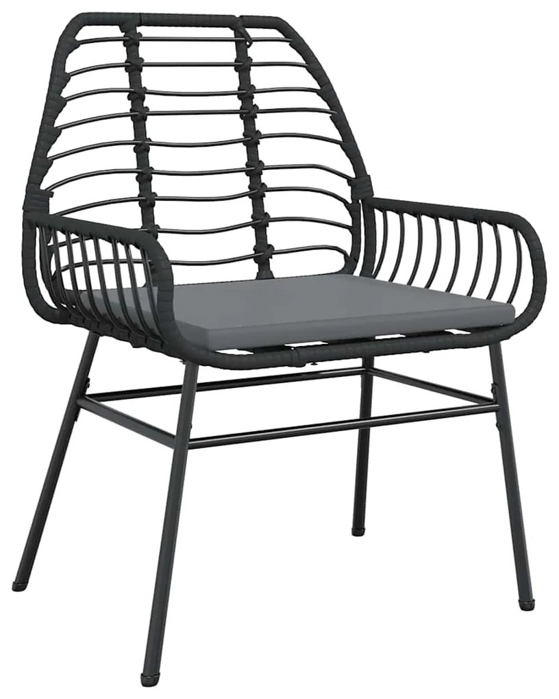 vidaXL Σετ Τραπεζαρίας Κήπου 7Τεμ. Μαύρο Συνθ.Ρατάν/Γυαλί με Μαξιλάρια