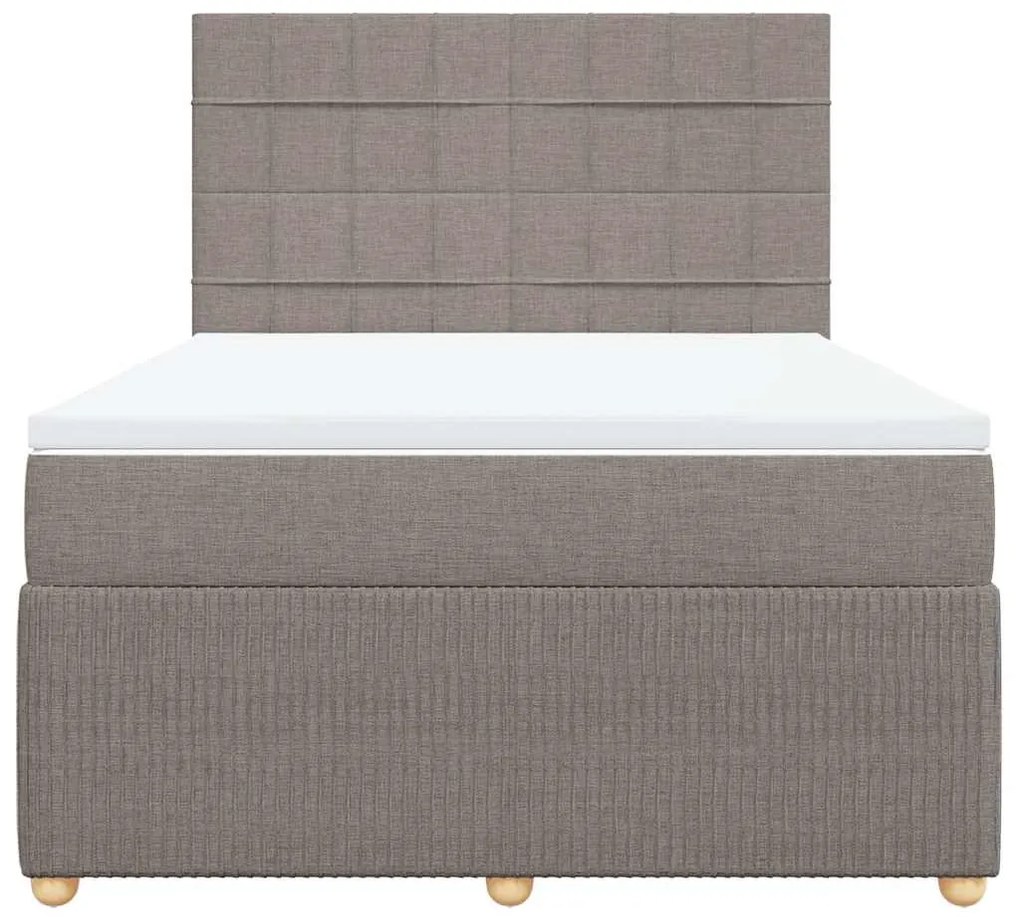 vidaXL Κρεβάτι Boxspring με Στρώμα Taupe 140x200 εκ. Υφασμάτινο