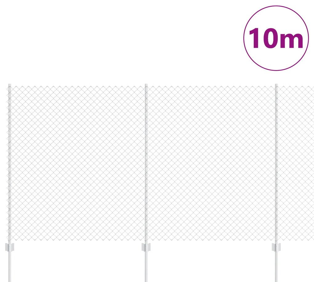 vidaXL Φράχτης  από Γαλβανισμένο Ατσάλι 1.4x10 m