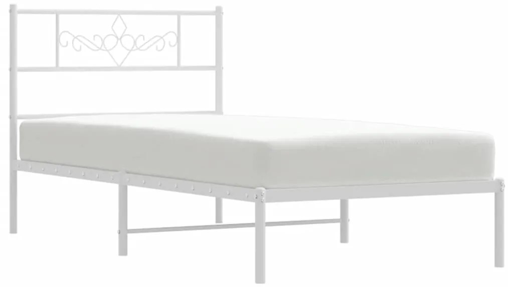 vidaXL Πλαίσιο Κρεβατιού με Κεφαλάρι Λευκό 100x190 εκ. Μεταλλικό