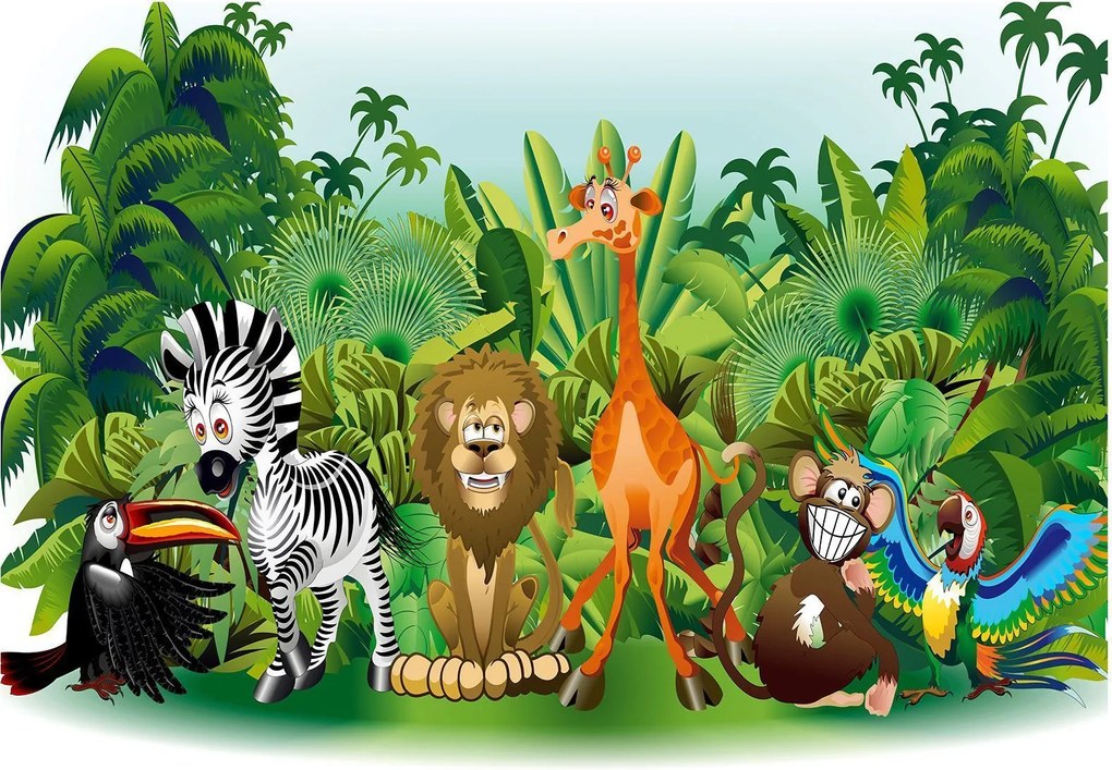 Αυτοκόλλητη φωτοταπετσαρία - Jungle Animals - 392x280