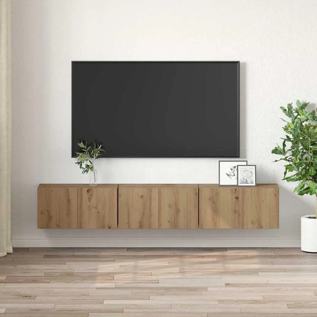 vidaXL Ντουλάπι TV 3 pcs Καφέ 60 x 30 x 30 cm Επεξεργασμένο ξύλο