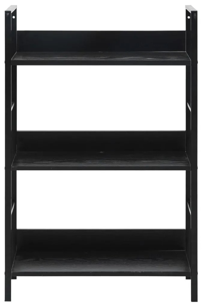 Ραφιέρα 3 Επιπέδων Μαύρη 60x27,6x90,5 εκ. Επεξεργασμένο Ξύλο - Μαύρο