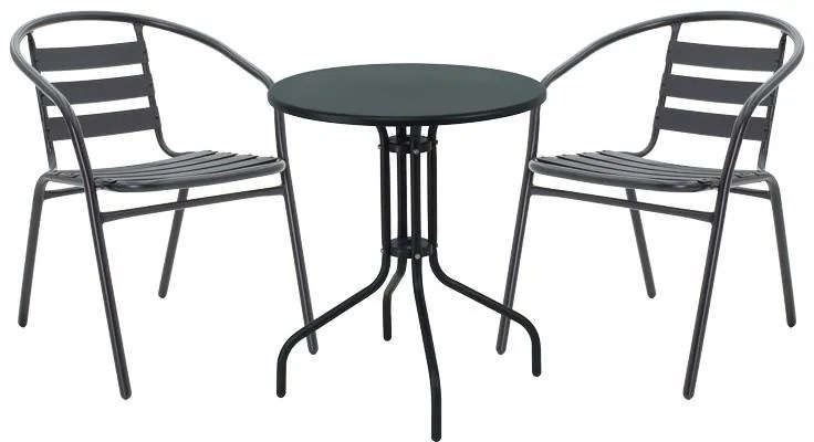 Σετ κήπου - Τραπεζαρία Vergo - Tade 3 τεμ. μαύρο μέταλλο Φ60x70 εκ. 60x60x70 εκ.