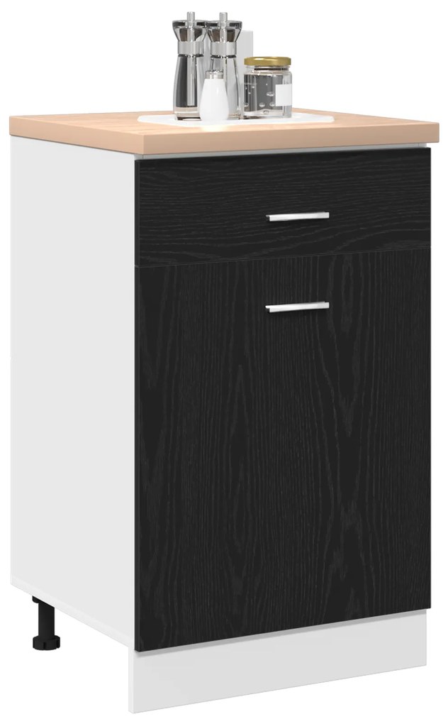 vidaXL Μαύρο Δρυς Ντουλάπι - 50x46x81.5 εκ, φτιαγμένο από επεξεργασμένο ξύλο.