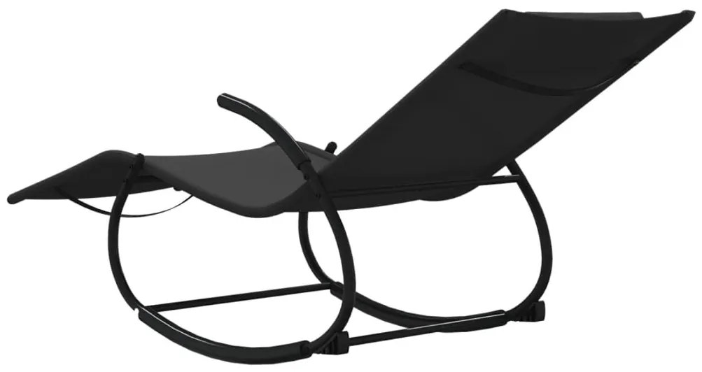 vidaXL Ξαπλώστρα Κουνιστή Μαύρη από Ατσάλι και Textilene