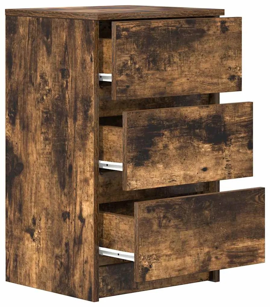 Κομοδίνο με 3 συρτάρια Καπνιστή δρυς 39x35x65 εκ. 861345