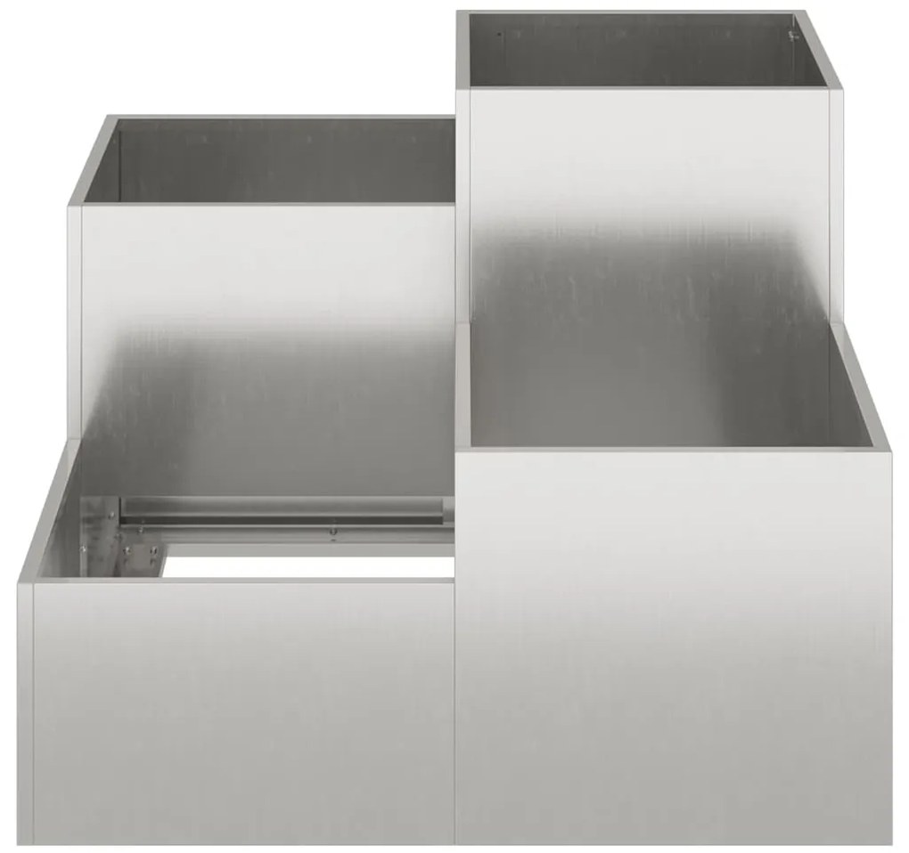 vidaXL Γλάστρα Κήπου Ασημί 80 x 80 x 60 εκ. Ανοξείδωτο ατσάλι