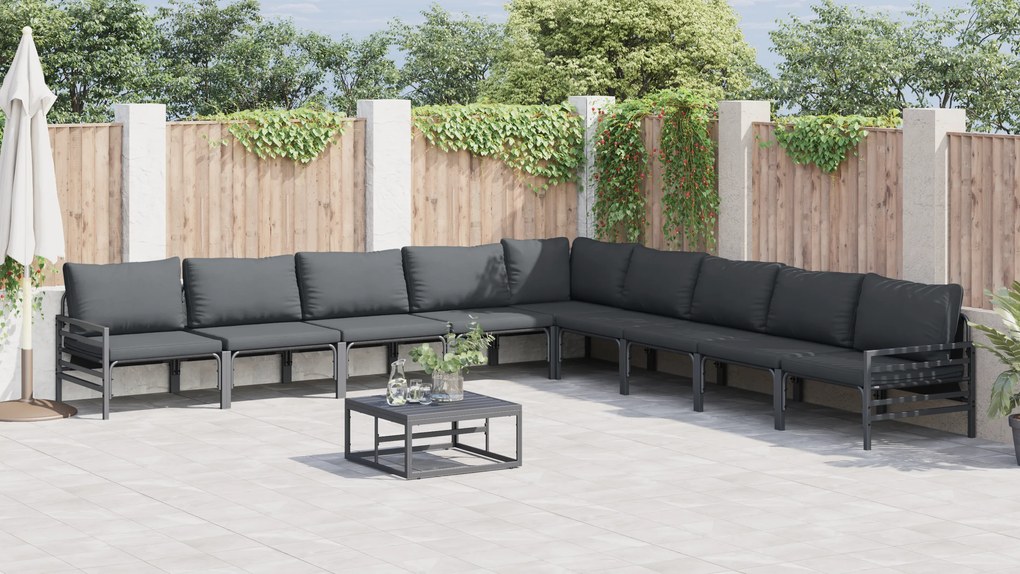 vidaXL Σετ Καναπέ Κήπου 9 pcs Ανθρακί Ατσάλι