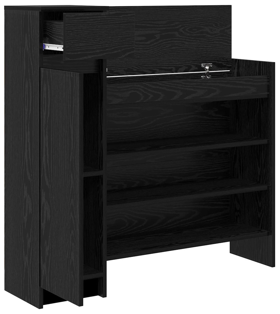 vidaXL ντουλάπι παπουτσιών Μαύρος Δρυς 100.5x28x100 cm από επεξεργασμένο ξύλο