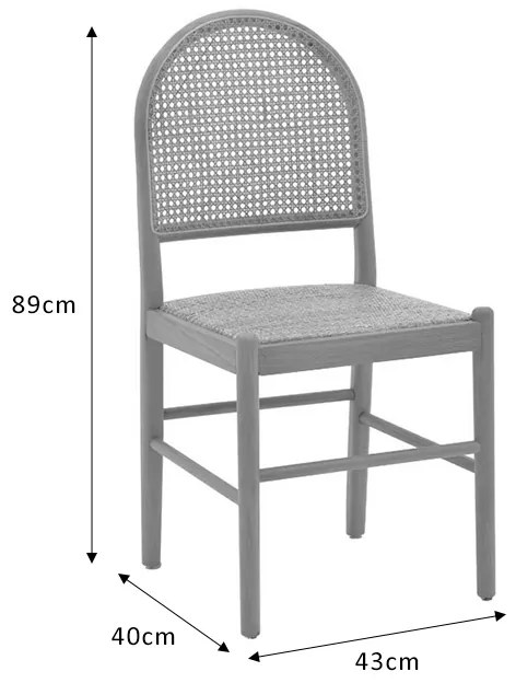 Καρέκλα Alessia pakoworld ξύλο οξιάς-rattan φυσικό 43x40x89εκ