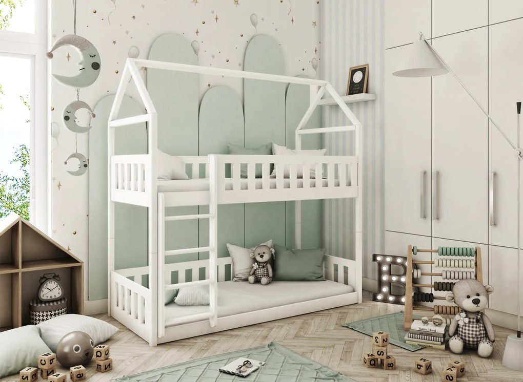 Κουκέτα Σπιτάκι Montessori Pola από μασίφ ξύλο White  90×200cm (Δώρο 10% Έκπτωση στα Στρώματα)