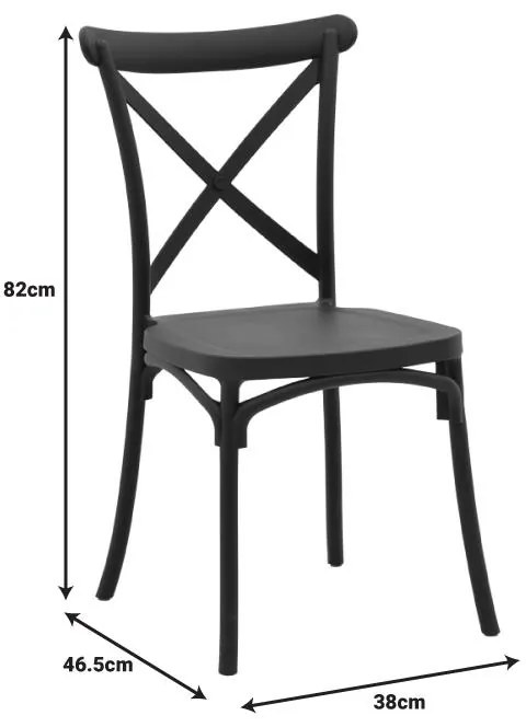 Καρέκλα Crossie pp σε ανθρακί απόχρωση 38x46.5x82εκ 38x46.5x82 εκ.