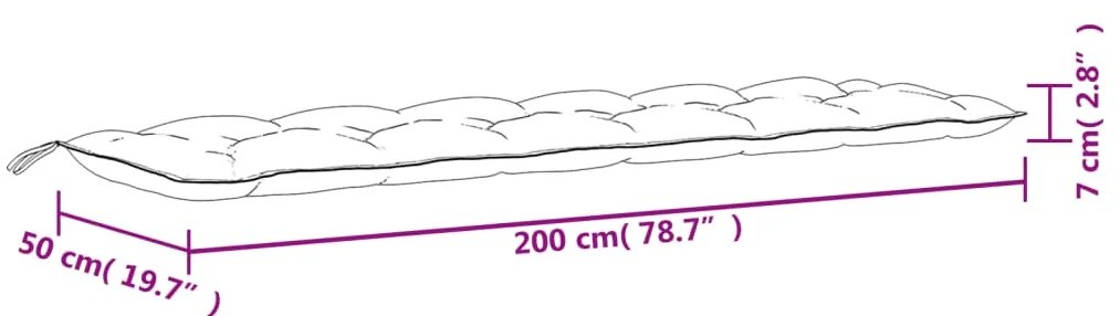 vidaXL Μαξιλάρι Πάγκου Κήπου Πολύχρωμο 200 x 50 x 7 εκ. Υφασμάτινο