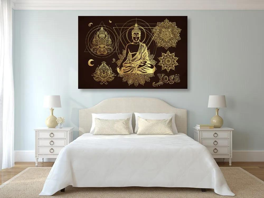 Εικόνα ενός χρυσού Βούδα που διαλογίζεται - 90x60