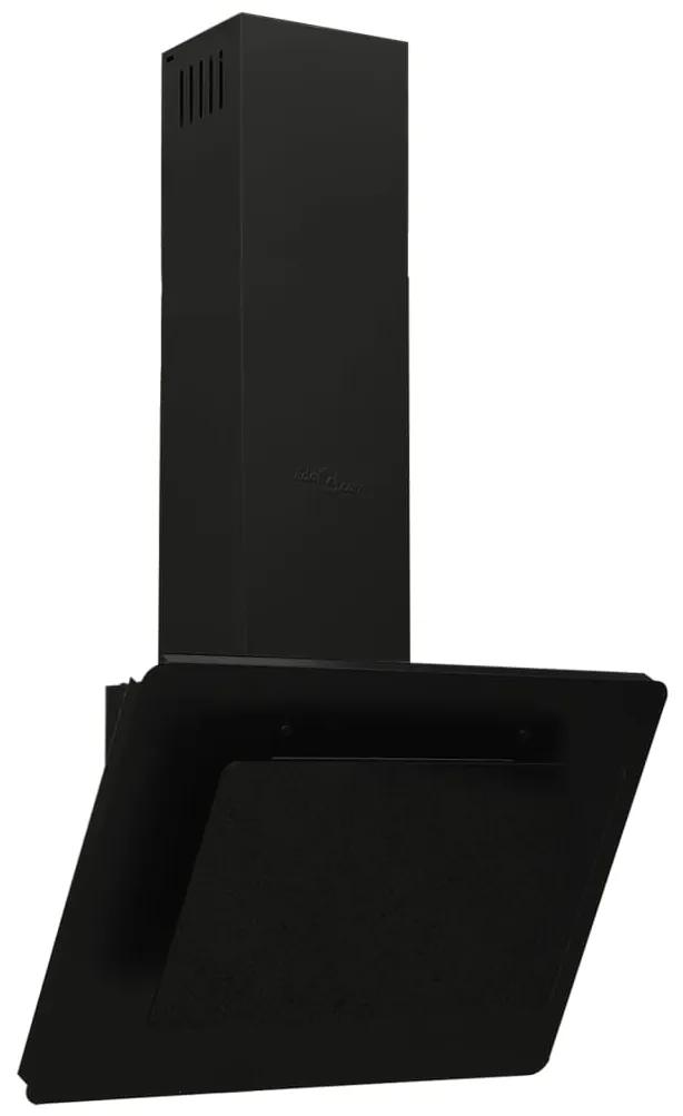 vidaXL Απορροφητήρας Τοίχου Μαύρος 60 εκ. Αν. Ατσάλι & Ψημένο Γυαλί