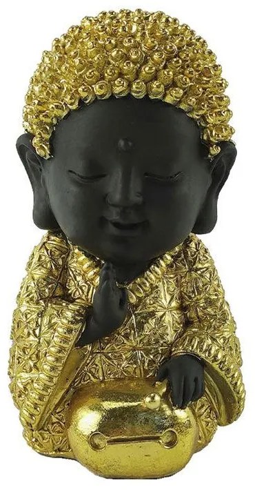 Διακοσμητικό Αντικείμενο Επιτραπέζιο Baby Buddha 022124 12x10x17cm Gold-Black Πολυρεσίνη