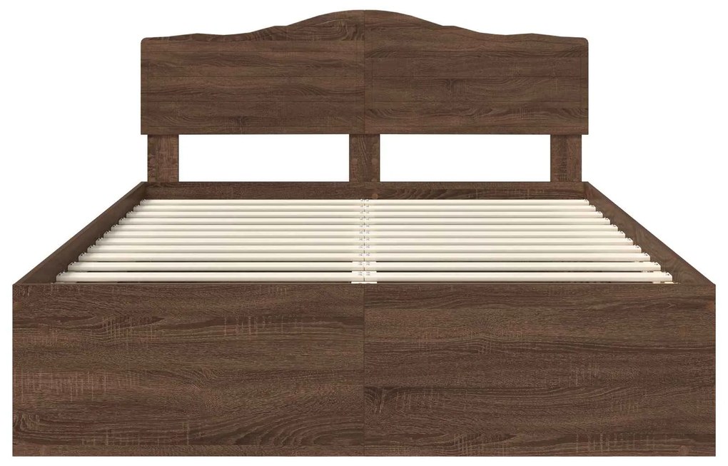 vidaXL Σκελετός Κρεβατιού Καφέ δρυς 140 x 200 cm Στερεά ξυλεία πεύκου