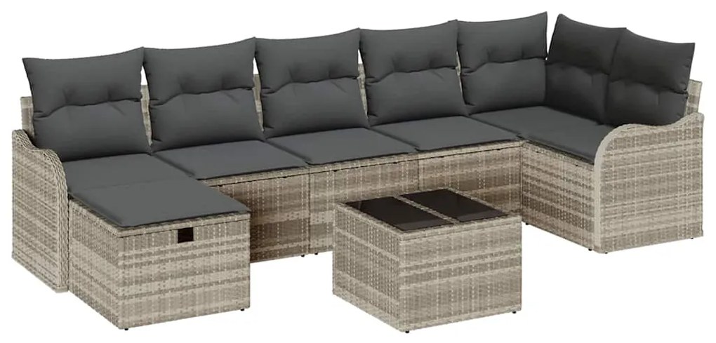 vidaXL Σετ Καναπέ με μαξιλάρι 8 pcs Ανοιχτό γκρι συνθετικό ρατάν