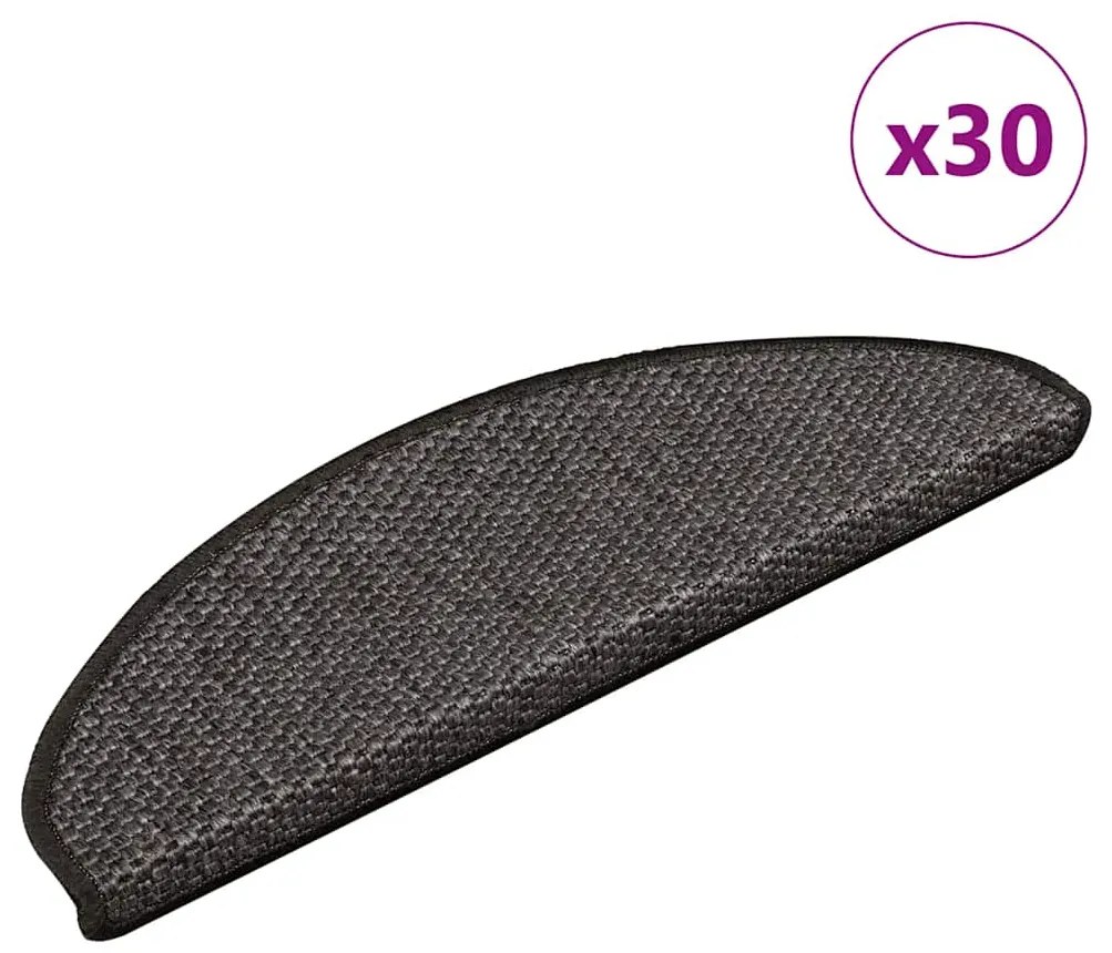 vidaXL Πατάκια Σκάλας Αυτοκόλ. 30 τεμ. Όψη Σιζάλ Ανθρακί 65x21x4 εκ.