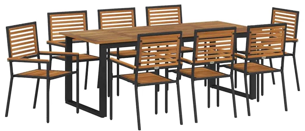 vidaXL Σέτ φαγητού για κήπο 9 pcs Μαύρο