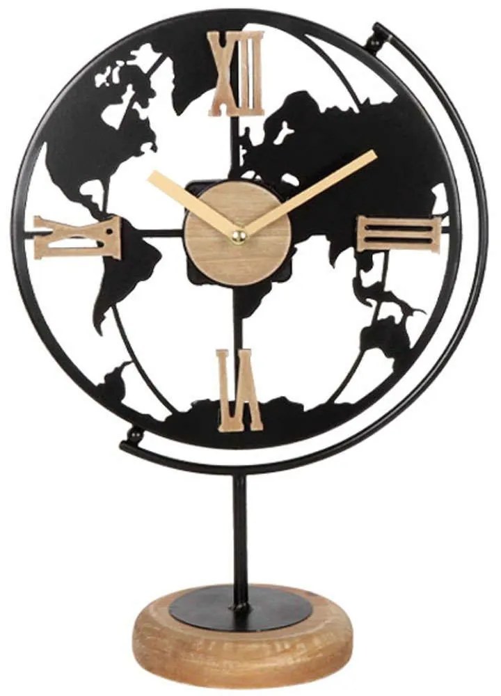 Ρολόι Επιτραπέζιο Υδρόγειος 15-00-94232 25x35x12cm Black-Gold Marhome Metal,Wood
