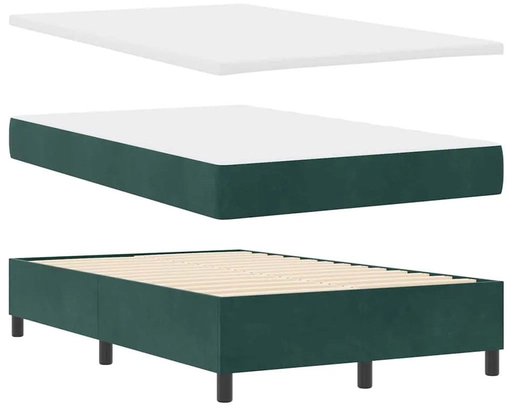 vidaXL Κρεβάτι με ελατήρια Σκούρο Πράσινο 120 x 200 cm Βελούδο