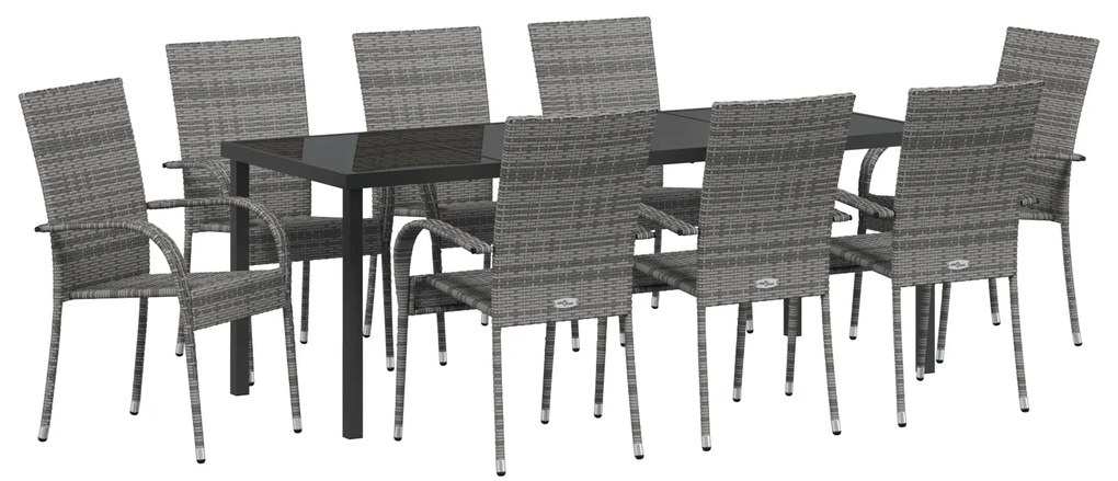 vidaXL Σετ 5 Τεμαχίων Φαγητού Κήπου Γκρι Poly Rattan