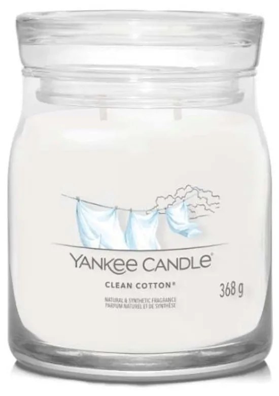 Αρωματικό Κερί Clean Cotton Medium 1630645E 9,3x11,4cm White Yankee Candle Κερί,Γυαλί