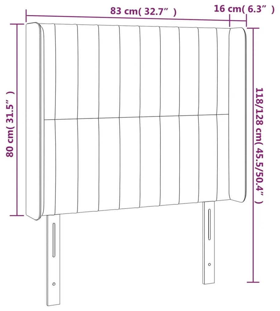 vidaXL Κεφαλάρι Κρεβατιού LED Μπλε 83x16x118/128εκ. Υφασμάτινο