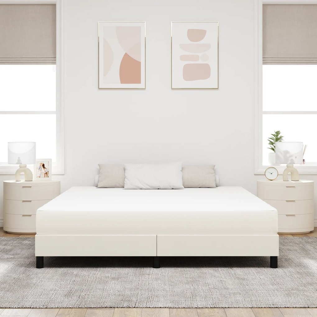 vidaXL Κρεβάτι με ελατήρια Pocket Κρέμ 180x200x20 εκ. Μεσαίας σκληρότητας Φabric