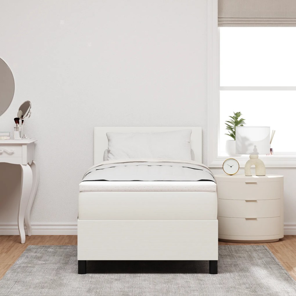 vidaXL Κρεβάτι Box Spring με Στρώμα & LED Κρεμ 80x200 εκ Κορντούρα