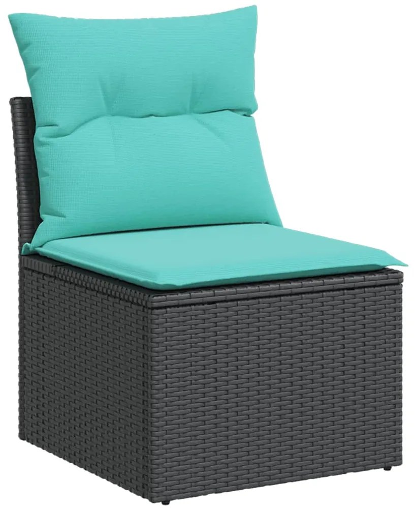 vidaXL Καναπές Σετ 8 Τεμαχίων Μαύρο Συνθετικό Ρατάν με Μαξιλάρια