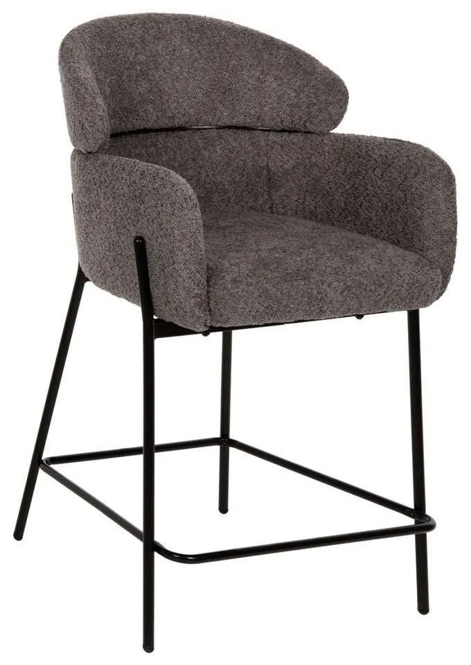 Σκαμπό Μπαρ Wolf HM8584.01 Μεσαίου Ύψους 56x56x96cm Με Μπουκλέ Ύφασμα Grey Metal, Fabric
