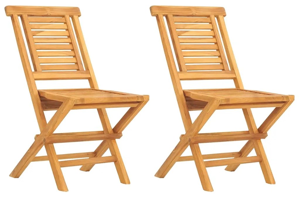 vidaXL Καρέκλες Κήπου Πτυσσόμενες 2 τεμ. 47x63x90 εκ. Μασίφ Ξύλο Teak