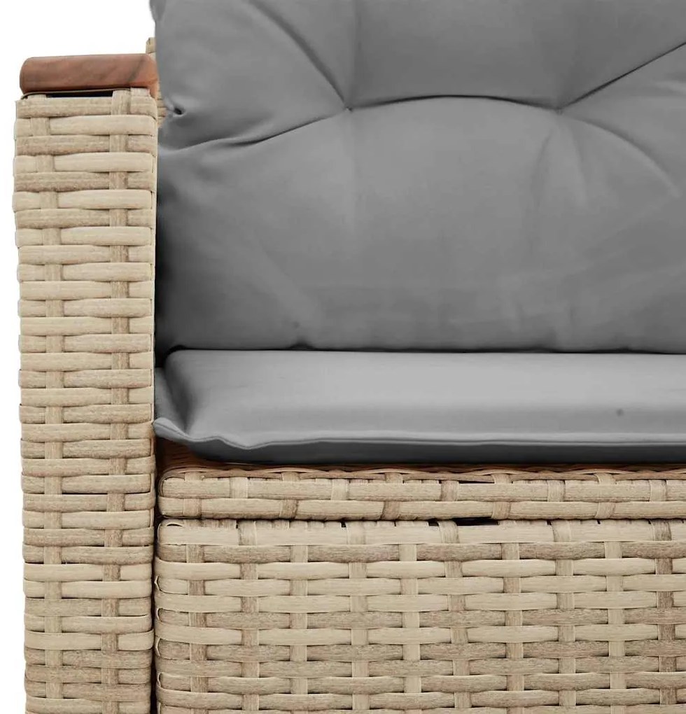 vidaXL Καναπές Κήπου Διθέσιος Μπεζ από Συνθετικό Ρατάν με Μαξιλάρια