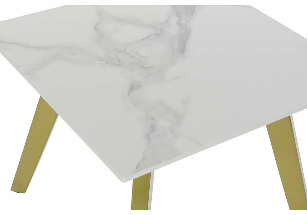 Βοηθητικό Τραπεζάκι DKD Home Decor Λευκό Χρυσό 60 x 60 x 48 cm