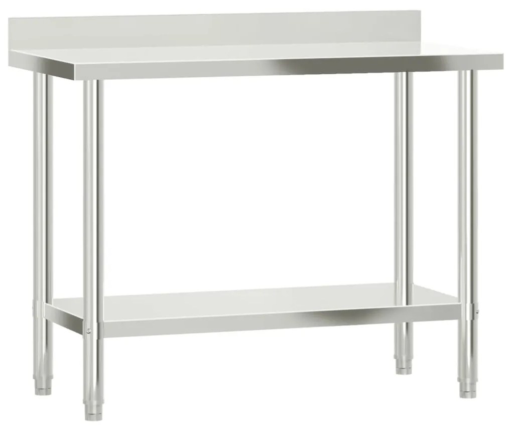 vidaXL Πάγκος Εργασίας Κουζίνας με Ράφι 110x55x150 εκ. Ανοξείδ. Ατσάλι