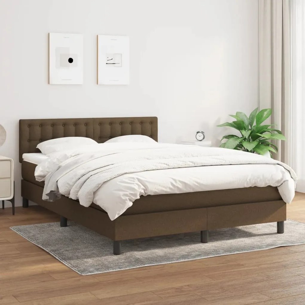 ΚΡΕΒΑΤΙ BOXSPRING ΜΕ ΣΤΡΩΜΑ ΣΚΟΥΡΟ ΚΑΦΕ 140X190 ΕΚ. ΥΦΑΣΜΑΤΙΝΟ 3140372