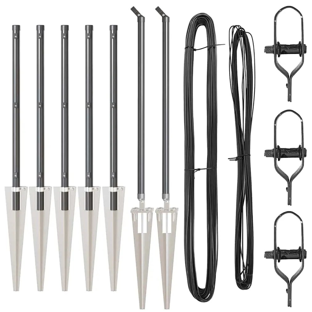 vidaXL Στύλος Περιφράξεων 7 pcs Γκρι Ατσάλι