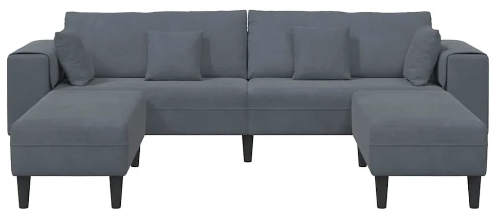 vidaXL Βελούδινος καναπές 3 pcs Σκούρο Γκρι 208 εκ. Βελούδο