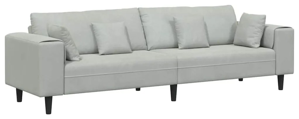 vidaXL Καναπές με μαξιλάρι Ανοιχτό γκρι 250 x 77 x 76 εκ. Βελούδο