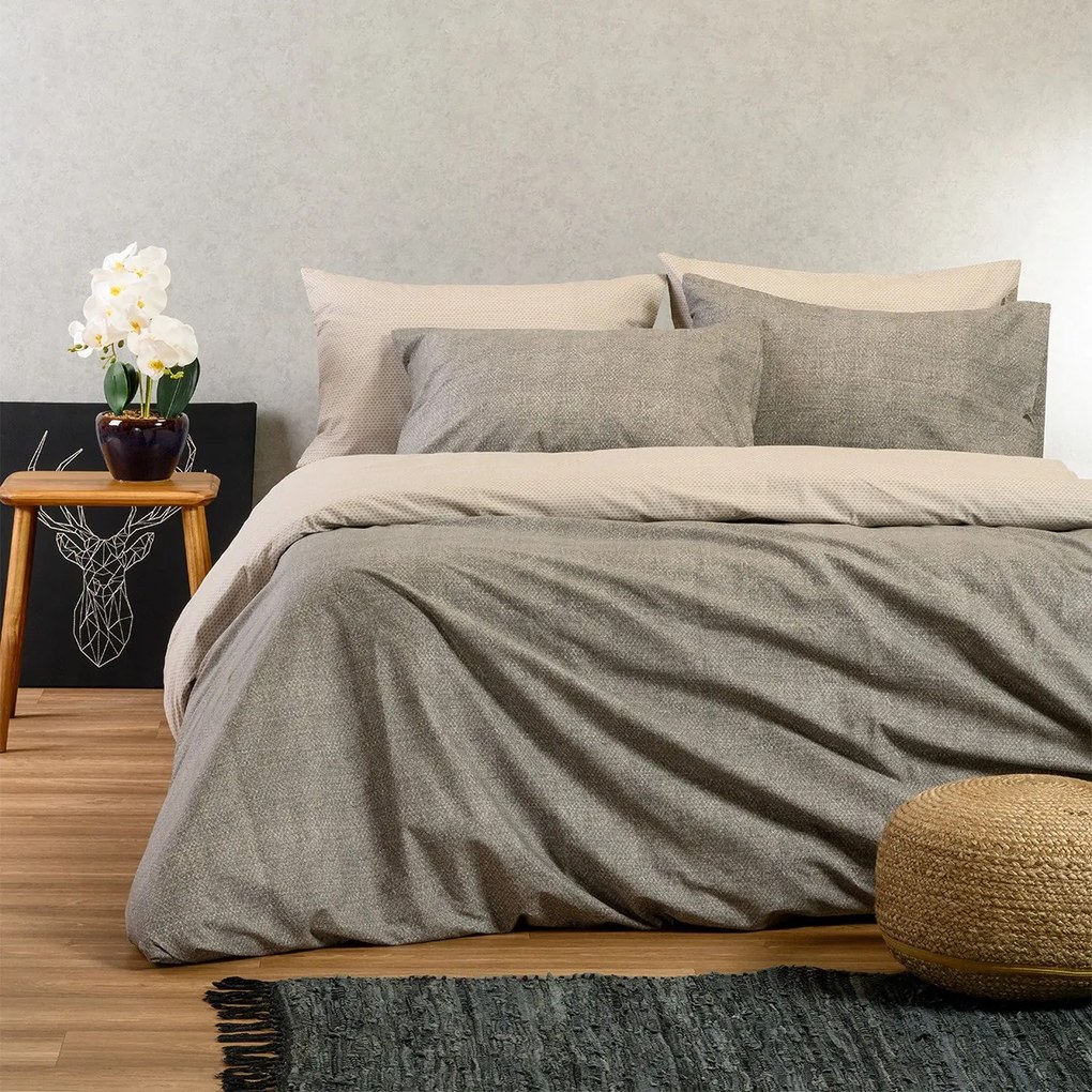 Παπλωματοθήκη Βαμβακερή Μονή 165x245εκ. Luca Grey Ultra Line Melinen 20005521