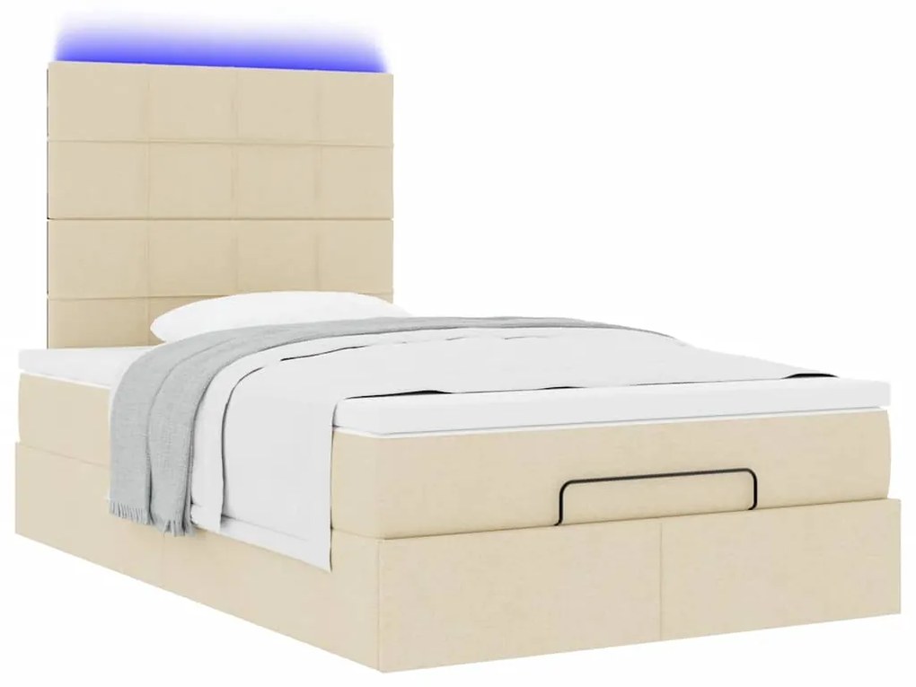 ΟΘΩΜΑΝΙΚΟ ΚΡΕΒΑΤΙ ΜΕ ΣΤΡΩΜΑ &amp; LEDS CREAM 120X190CM ΥΦΑΣΜΑ 3313994