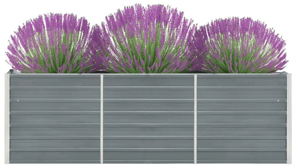vidaXL Ζαρντινιέρα Υπερυψωμένη Γκρι 240x40x77 εκ. Γαλβανισμ. Χάλυβας
