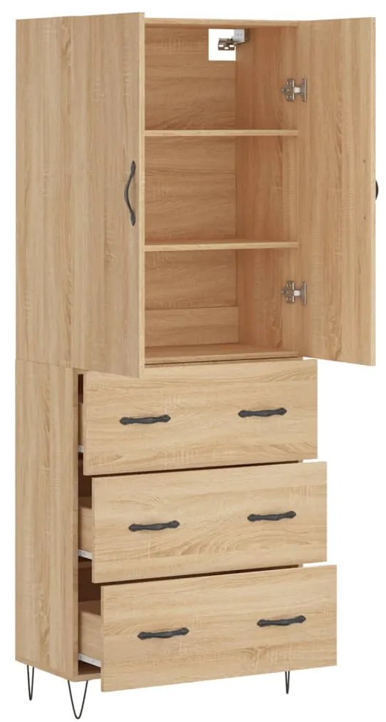 vidaXL Ντουλάπι Sonoma δρυς 69,5 x 34 x 180 εκ. από Επεξεργασμένο Ξύλο