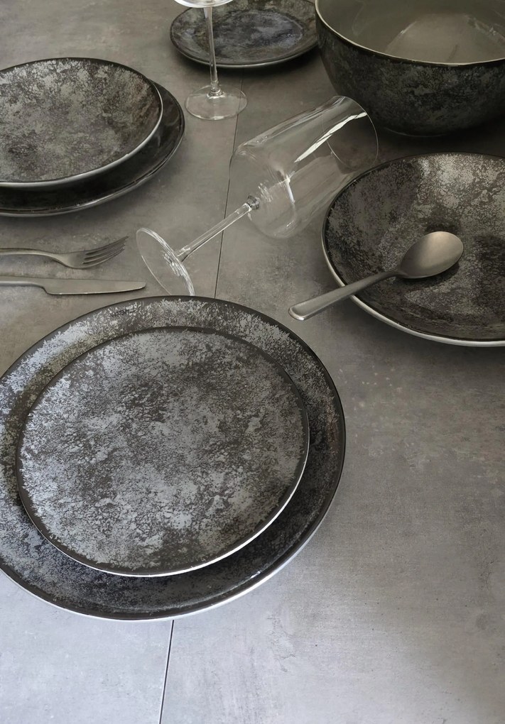 Σερβίτσιο Πιάτων Πορσελάνης Moon Shade Γκρι Oriana Ferelli  – Σετ 20τμχ