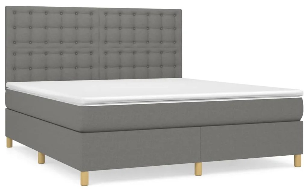 vidaXL Κρεβάτι Boxspring με Στρώμα Σκούρο Γκρι 160x200 εκ Υφασμάτινο