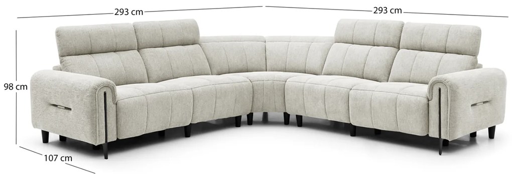 ΓΩΝΙΑΚΟΣ ΚΑΝΑΠΕΣ ΜΕ RECLINE ORACLE HM3290.02 ΜΠΕΖ ΥΦΑΣΜΑ 260x260x90(κάθισμα)x94Υεκ.