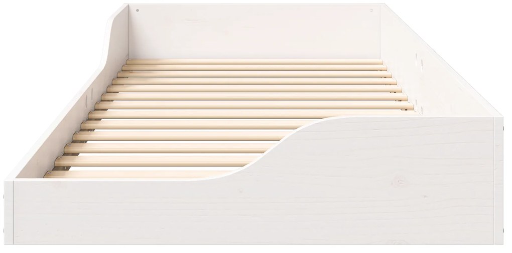 vidaXL Κρεβάτι δαπέδου Λευκό 80 x 220 cm Μασίφ ξύλο πεύκου